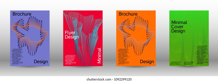 Cover design template set of a  with abstract gradient linear waves.Fashionable style. The background with is suitable for creating a banner, poster, booklet, catalog.