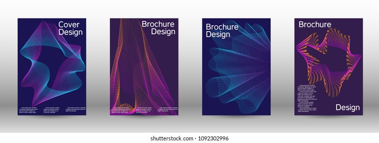 Cover design template set of a  with abstract gradient linear waves.Fashionable style. The background with is suitable for creating a banner, poster, booklet, catalog.