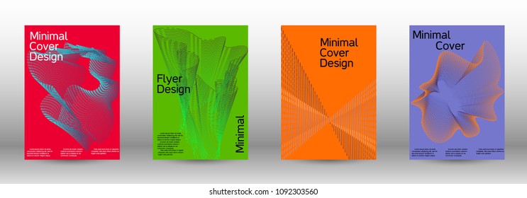 Cover design template set of a  with abstract gradient linear waves.Fashionable style. The background with is suitable for creating a banner, poster, booklet, catalog.