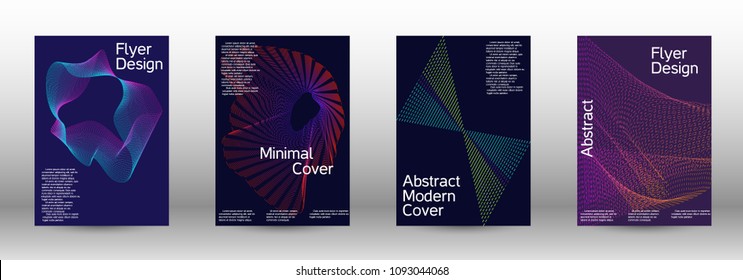 Cover design template set of a  with abstract gradient linear waves.Fashionable style. The background with is suitable for creating a banner, poster, booklet, catalog.