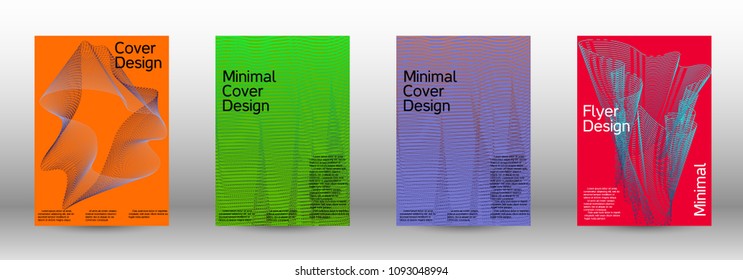 Cover design template set of a  with abstract gradient linear waves.Fashionable style. The background with is suitable for creating a banner, poster, booklet, catalog.