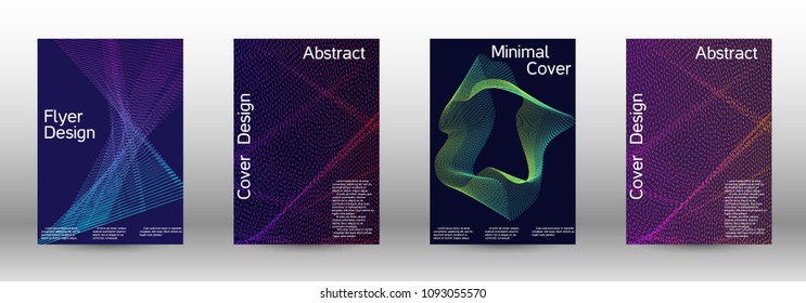 Cover design template set of a  with abstract gradient linear waves.Fashionable style. The background with is suitable for creating a banner, poster, booklet, catalog.