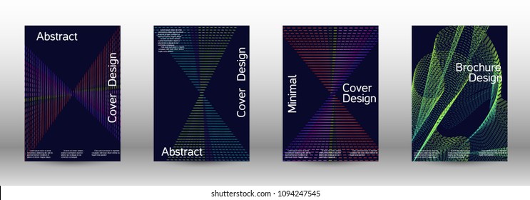 Cover design template set of a  with abstract gradient linear waves.Fashionable style. The background with is suitable for creating a banner, poster, booklet, catalog.