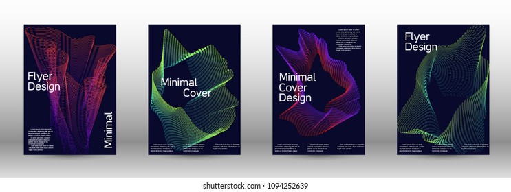 Cover design template set of a  with abstract gradient linear waves.Fashionable style. The background with is suitable for creating a banner, poster, booklet, catalog.