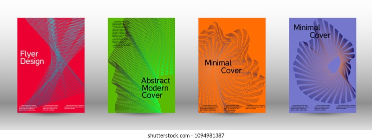Cover design template set of a  with abstract gradient linear waves.Fashionable style. The background with is suitable for creating a banner, poster, booklet, catalog.