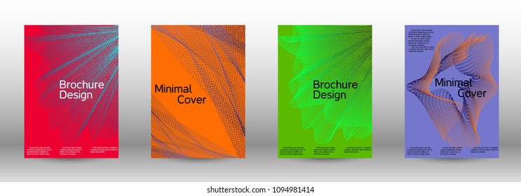 Cover design template set of a  with abstract gradient linear waves.Fashionable style. The background with is suitable for creating a banner, poster, booklet, catalog.
