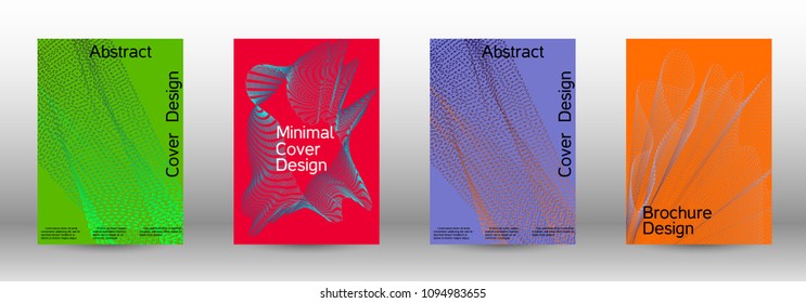 Cover design template set of a  with abstract gradient linear waves.Fashionable style. The background with is suitable for creating a banner, poster, booklet, catalog.