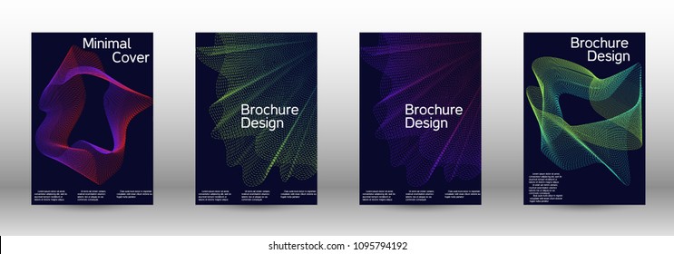 Cover design template set of a  with abstract gradient linear waves.Fashionable style. The background with is suitable for creating a banner, poster, booklet, catalog.