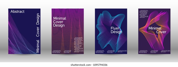 Cover design template set of a  with abstract gradient linear waves.Fashionable style. The background with is suitable for creating a banner, poster, booklet, catalog.