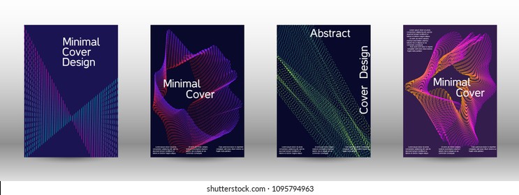 Cover design template set of a  with abstract gradient linear waves.Fashionable style. The background with is suitable for creating a banner, poster, booklet, catalog.