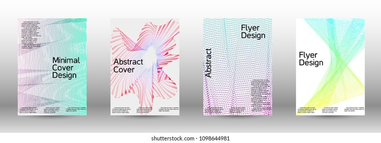 Cover design template set of a  with abstract gradient linear waves.Fashionable style. The background with is suitable for creating a banner, poster, booklet, catalog.