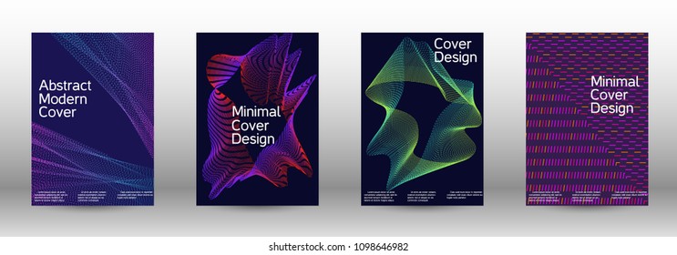 Cover design template set of a  with abstract gradient linear waves.Fashionable style. The background with is suitable for creating a banner, poster, booklet, catalog.
