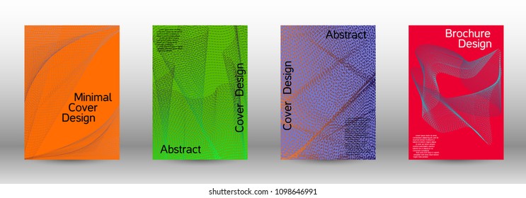 Cover design template set of a  with abstract gradient linear waves.Fashionable style. The background with is suitable for creating a banner, poster, booklet, catalog.