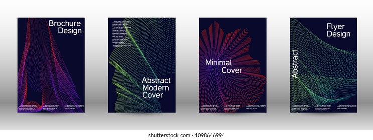 Cover design template set of a  with abstract gradient linear waves.Fashionable style. The background with is suitable for creating a banner, poster, booklet, catalog.