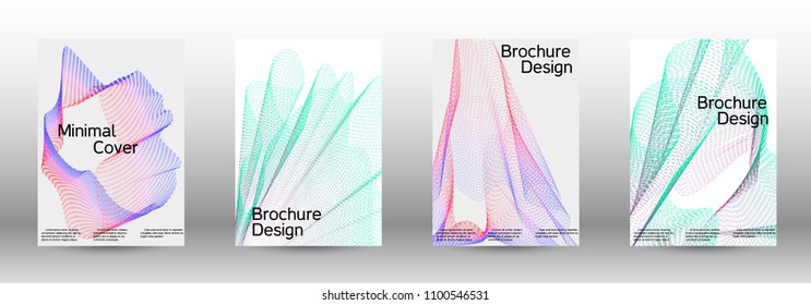 Cover design template set of a  with abstract gradient linear waves.Fashionable style. The background with is suitable for creating a banner, poster, booklet, catalog.