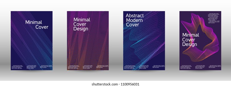 Cover design template set of a  with abstract gradient linear waves.Fashionable style. The background with is suitable for creating a banner, poster, booklet, catalog.