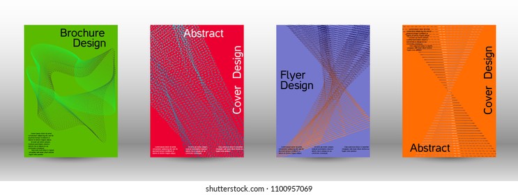 Cover design template set of a  with abstract gradient linear waves.Fashionable style. The background with is suitable for creating a banner, poster, booklet, catalog.