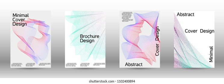 Cover design template set of a  with abstract gradient linear waves.Fashionable style. The background with is suitable for creating a banner, poster, booklet, catalog.