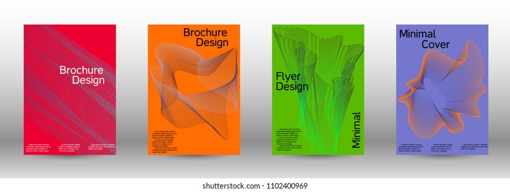 Cover design template set of a  with abstract gradient linear waves.Fashionable style. The background with is suitable for creating a banner, poster, booklet, catalog.