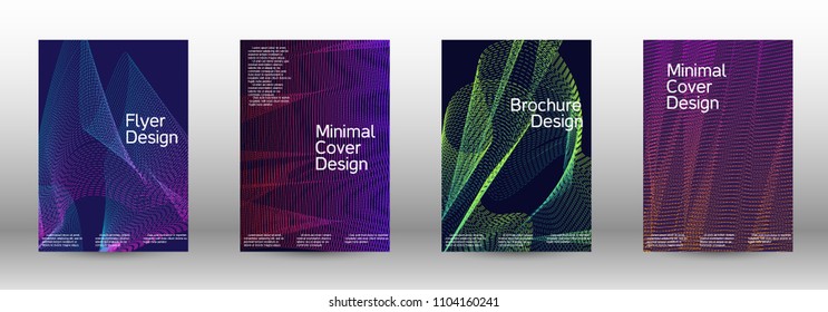 Cover design template set of a  with abstract gradient linear waves.Fashionable style. The background with is suitable for creating a banner, poster, booklet, catalog.