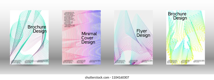 Cover design template set of a  with abstract gradient linear waves.Fashionable style. The background with is suitable for creating a banner, poster, booklet, catalog.