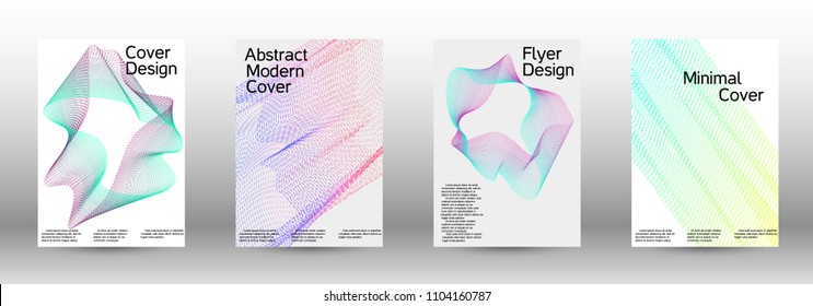 Cover design template set of a  with abstract gradient linear waves.Fashionable style. The background with is suitable for creating a banner, poster, booklet, catalog.