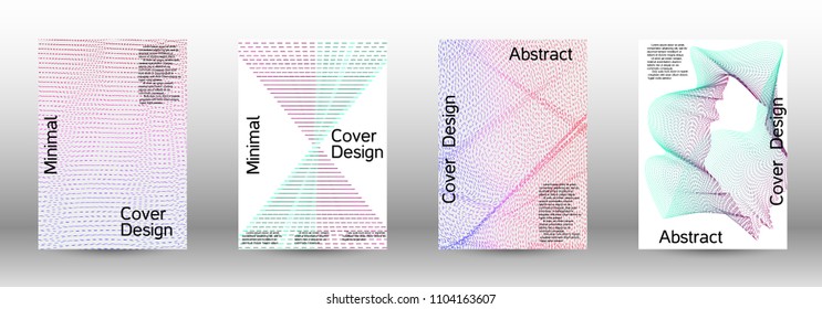 Cover design template set of a  with abstract gradient linear waves.Fashionable style. The background with is suitable for creating a banner, poster, booklet, catalog.