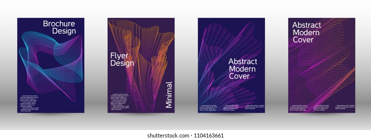 Cover design template set of a  with abstract gradient linear waves.Fashionable style. The background with is suitable for creating a banner, poster, booklet, catalog.