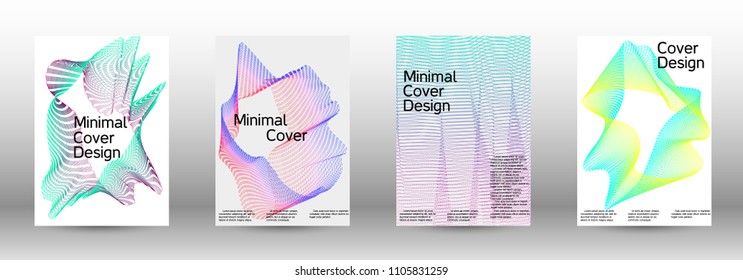 Cover design template set of a  with abstract gradient linear waves.Fashionable style. The background with is suitable for creating a banner, poster, booklet, catalog.