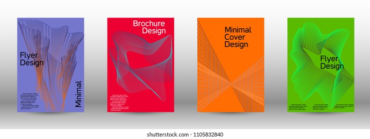 Cover design template set of a  with abstract gradient linear waves.Fashionable style. The background with is suitable for creating a banner, poster, booklet, catalog.