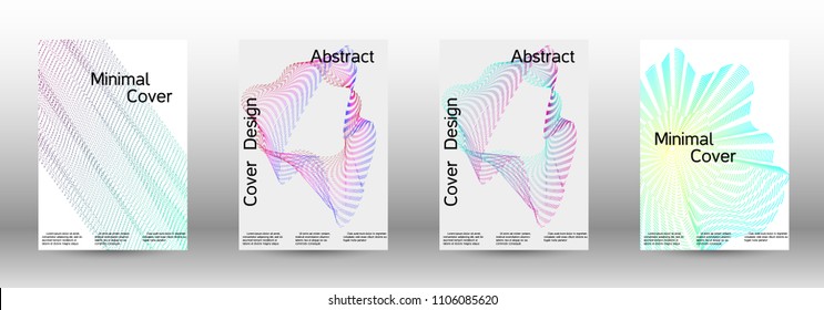 Cover design template set of a  with abstract gradient linear waves.Fashionable style. The background with is suitable for creating a banner, poster, booklet, catalog.