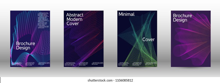 Cover design template set of a  with abstract gradient linear waves.Fashionable style. The background with is suitable for creating a banner, poster, booklet, catalog.