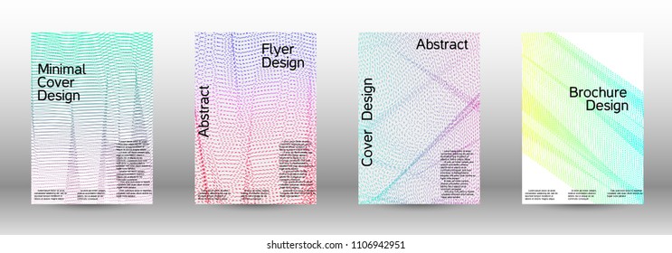 Cover design template set of a  with abstract gradient linear waves.Fashionable style. The background with is suitable for creating a banner, poster, booklet, catalog.
