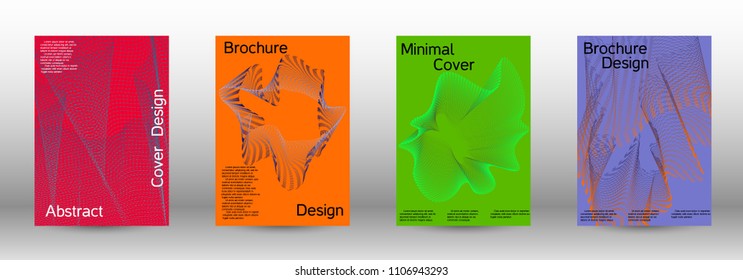 Cover design template set of a  with abstract gradient linear waves.Fashionable style. The background with is suitable for creating a banner, poster, booklet, catalog.