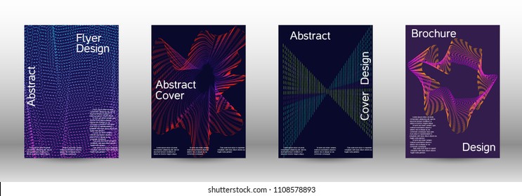 Cover design template set of a  with abstract gradient linear waves.Fashionable style. The background with is suitable for creating a banner, poster, booklet, catalog.