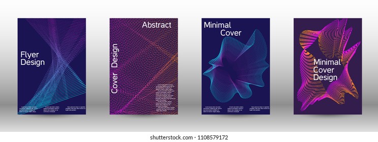 Cover design template set of a  with abstract gradient linear waves.Fashionable style. The background with is suitable for creating a banner, poster, booklet, catalog.