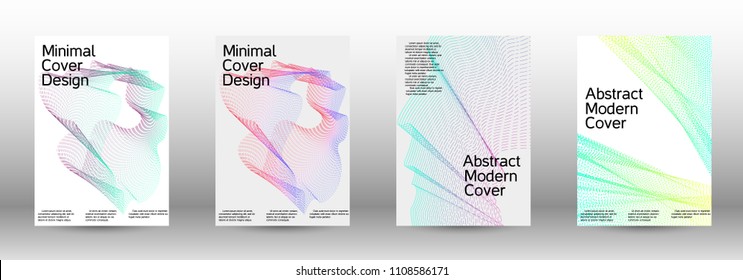 Cover design template set of a  with abstract gradient linear waves.Fashionable style. The background with is suitable for creating a banner, poster, booklet, catalog.