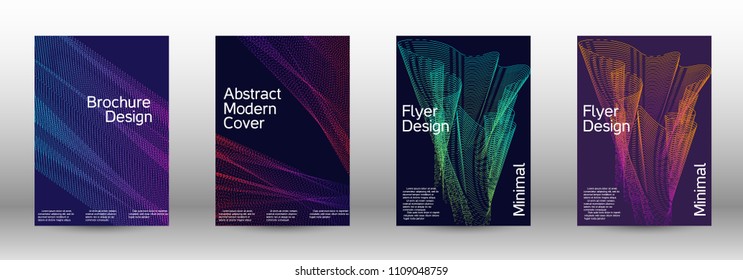 Cover design template set of a  with abstract gradient linear waves.Fashionable style. The background with is suitable for creating a banner, poster, booklet, catalog.