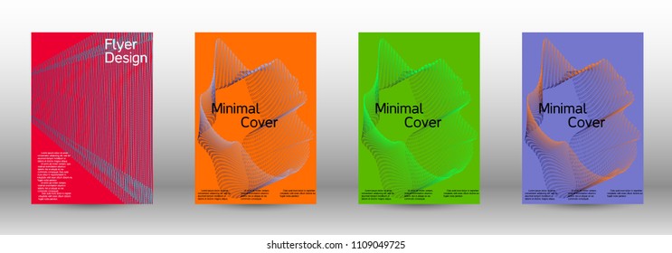 Cover design template set of a  with abstract gradient linear waves.Fashionable style. The background with is suitable for creating a banner, poster, booklet, catalog.