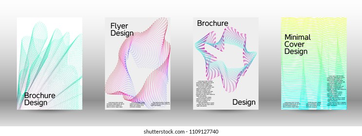 Cover design template set of a  with abstract gradient linear waves.Fashionable style. The background with is suitable for creating a banner, poster, booklet, catalog.