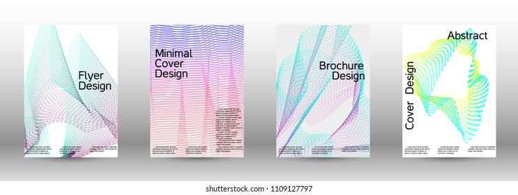 Cover design template set of a  with abstract gradient linear waves.Fashionable style. The background with is suitable for creating a banner, poster, booklet, catalog.