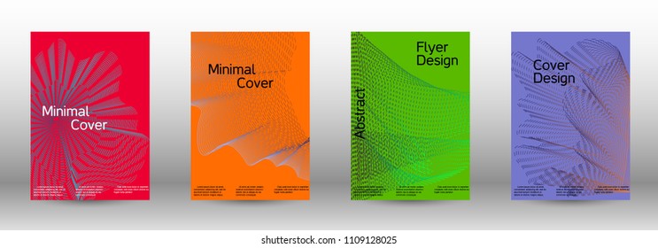 Cover design template set of a  with abstract gradient linear waves.Fashionable style. The background with is suitable for creating a banner, poster, booklet, catalog.