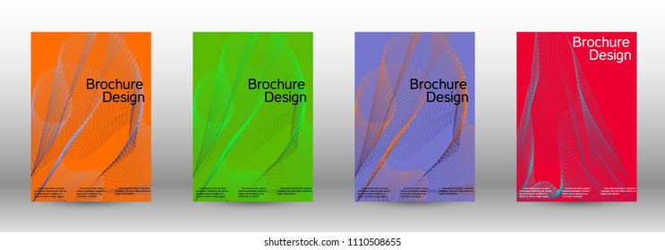 Cover design template set of a  with abstract gradient linear waves.Fashionable style. The background with is suitable for creating a banner, poster, booklet, catalog.