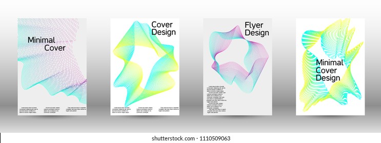 Cover design template set of a  with abstract gradient linear waves.Fashionable style. The background with is suitable for creating a banner, poster, booklet, catalog.