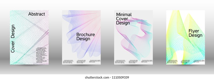 Cover design template set of a  with abstract gradient linear waves.Fashionable style. The background with is suitable for creating a banner, poster, booklet, catalog.