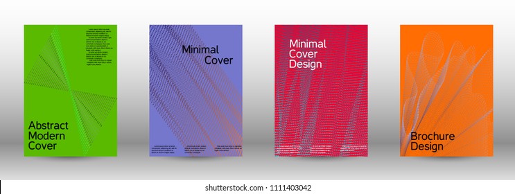 Cover design template set of a  with abstract gradient linear waves.Fashionable style. The background with is suitable for creating a banner, poster, booklet, catalog.
