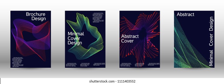Cover design template set of a  with abstract gradient linear waves.Fashionable style. The background with is suitable for creating a banner, poster, booklet, catalog.
