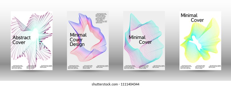 Cover design template set of a  with abstract gradient linear waves.Fashionable style. The background with is suitable for creating a banner, poster, booklet, catalog.