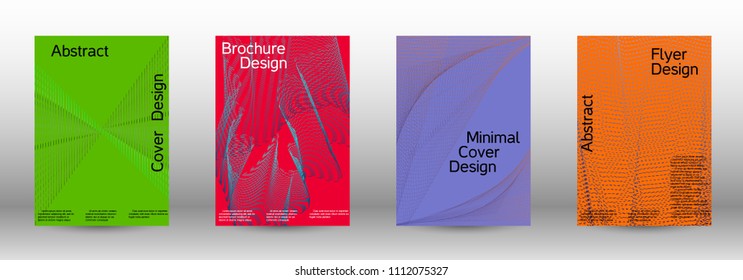 Cover design template set of a  with abstract gradient linear waves.Fashionable style. The background with is suitable for creating a banner, poster, booklet, catalog.
