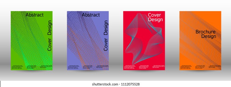 Cover design template set of a  with abstract gradient linear waves.Fashionable style. The background with is suitable for creating a banner, poster, booklet, catalog.